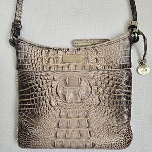Brahmin Tan/Brown Crocodile Embossed Crossbody Bag